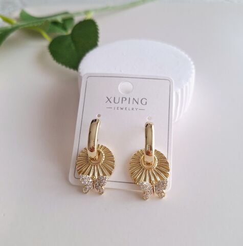 14 K ALTIN RENGİ XUPİNG KÜPE KELEBEK FİGÜRLÜ