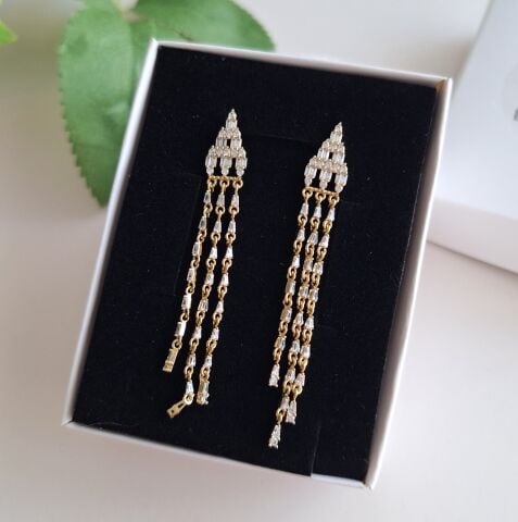 14 K ALTIN RENGİ TAŞLI XUPİNG KÜPE