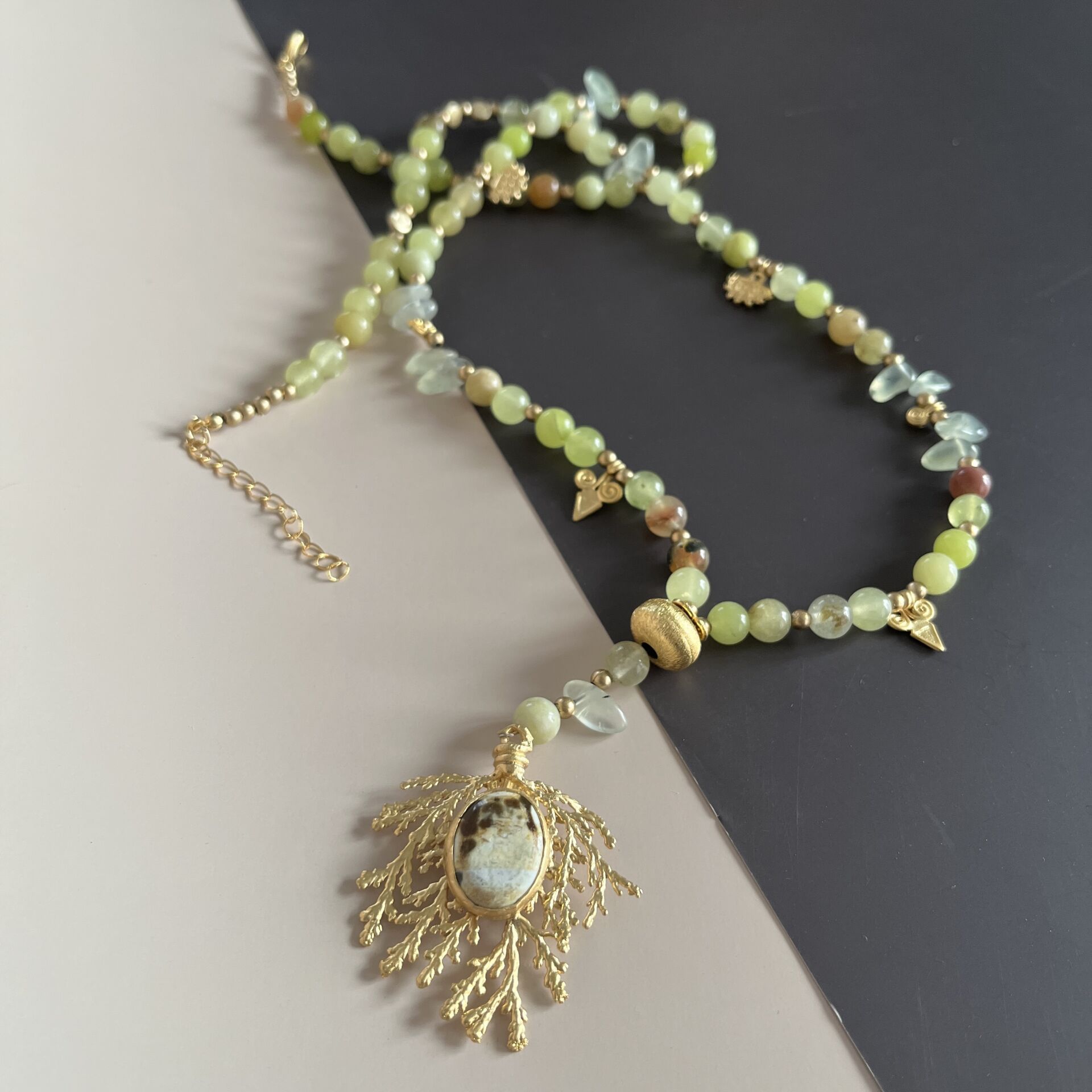 Doğaltaş Yeşim Kolye 90 cm