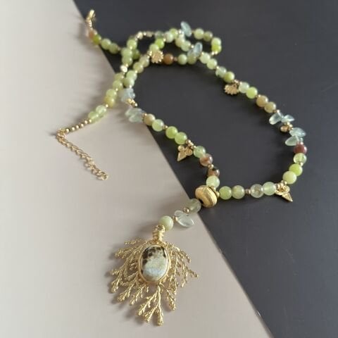 Doğaltaş Yeşim Kolye 90 cm