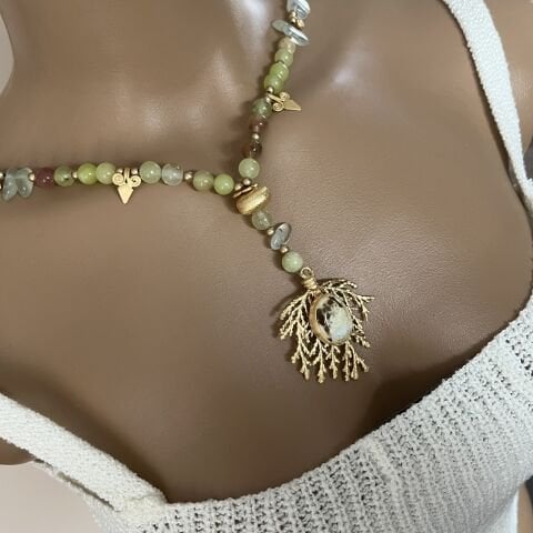 Doğaltaş Yeşim Kolye 90 cm