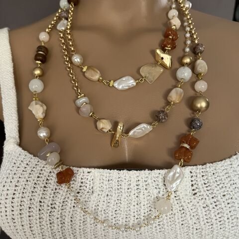 Dolamalı Doğal Taş Kolye 180 cm