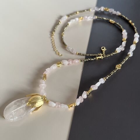 Pembe Kuvars Kolye 90 cm