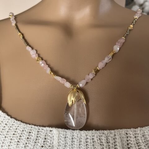 Pembe Kuvars Kolye 90 cm