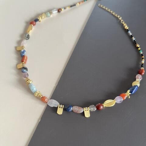 Karışık Doğal Taş Kolye 45 cm