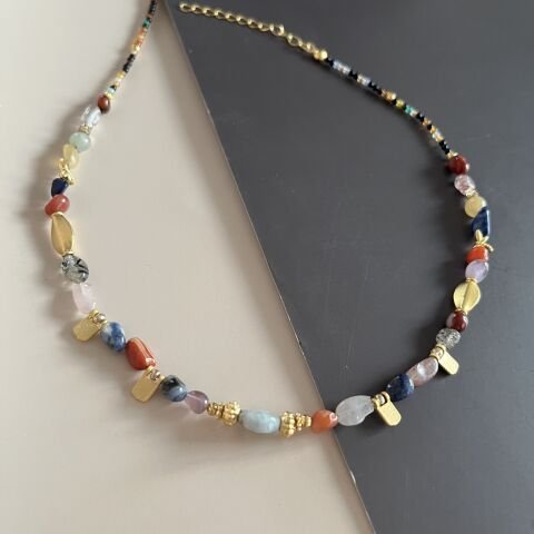 Karışık Doğal Taş Kolye 45 cm