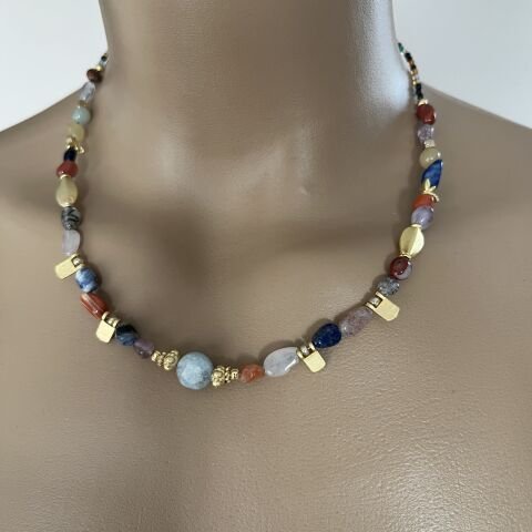 Karışık Doğal Taş Kolye 45 cm