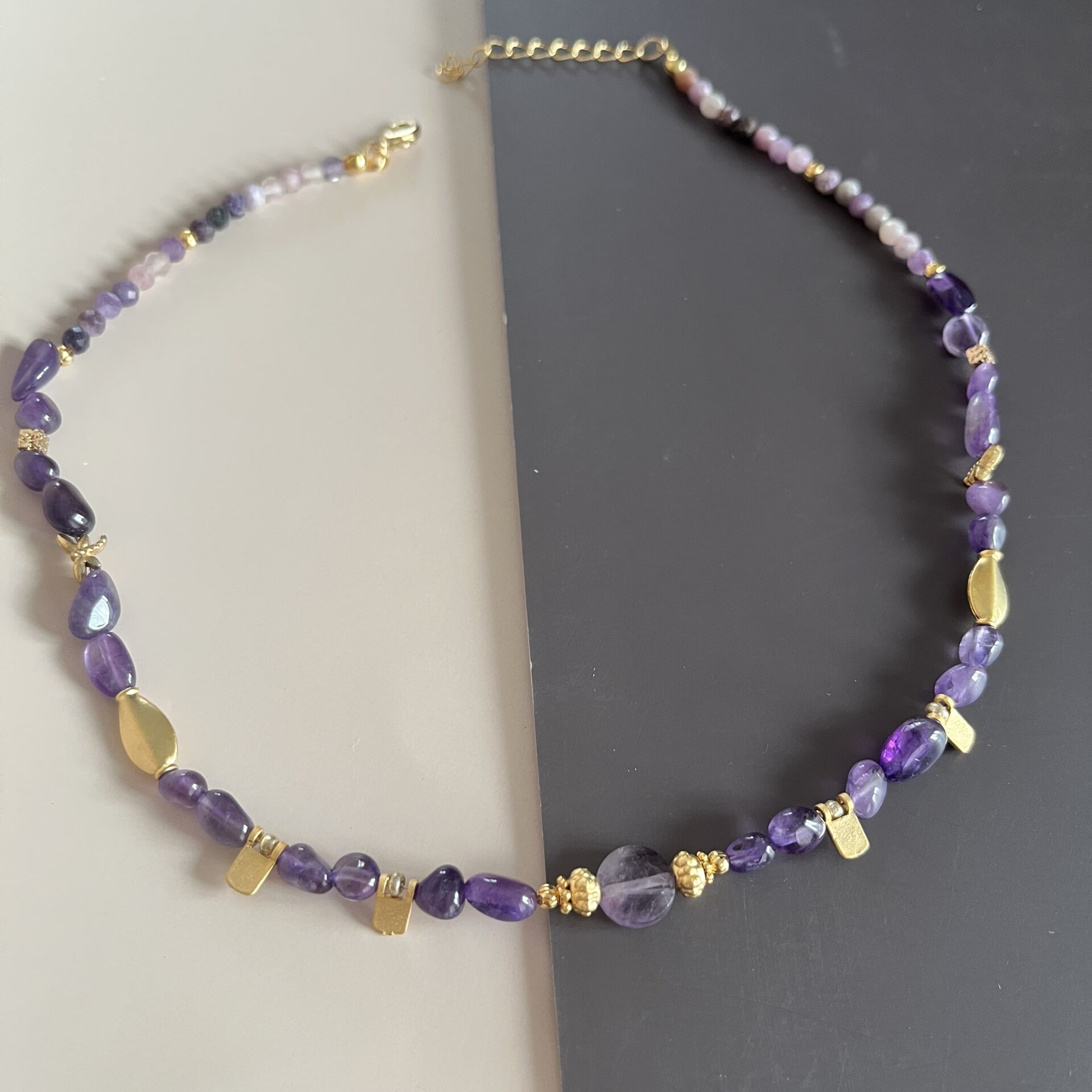 Ametist  Doğal Taş Kolye 45 cm