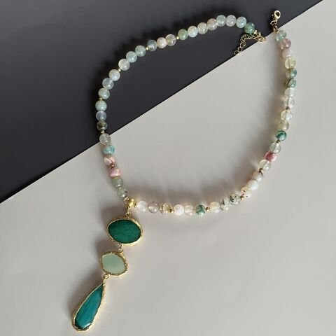 Ocean Jasper Doğal Taş Kolye 50 cm