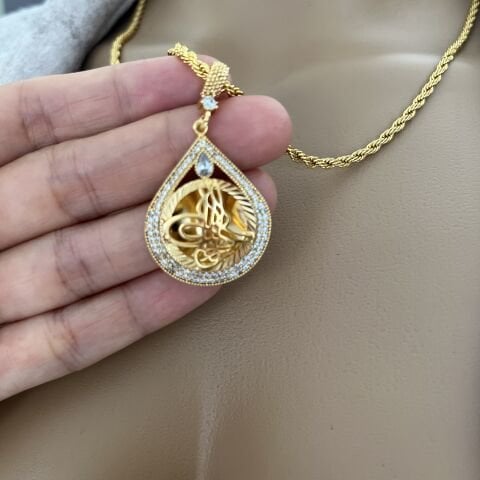 22 K Kaplama Tuğra Kolye 60 cm