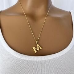 Xuping Taşsız Altın Kaplama Harf Kolye (M)