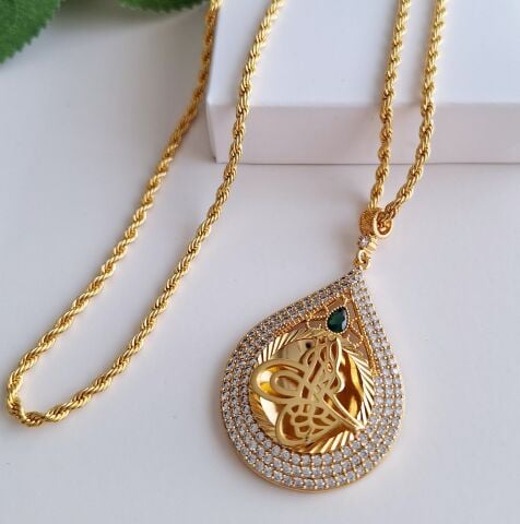 22 K ALTIN RENGİ TUĞRALI KOLYE 60 CM.