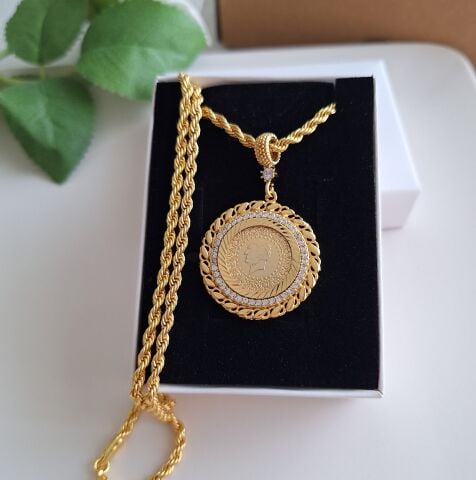 22 K ALTIN RENGİ KOLYE 60 CM.