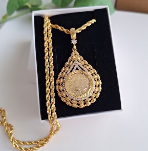 22 K ALTIN RENGİ ÇEYREKLİ KOLYE 50 CM