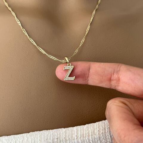 XUPING TAŞLI HARF KOLYE 14 AYAR GÖRÜNÜMLÜ