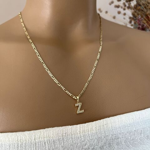 XUPING TAŞLI HARF KOLYE 14 AYAR GÖRÜNÜMLÜ