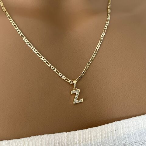 XUPING TAŞLI HARF KOLYE 14 AYAR GÖRÜNÜMLÜ