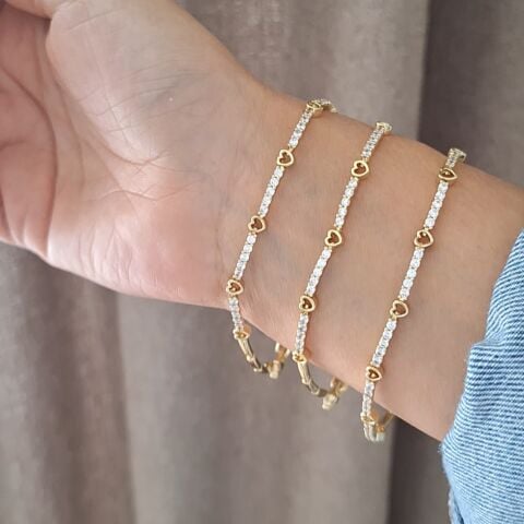 14 K ALTIN RENGİ XUPİNG BİLEKLİK KALP DETAYLI