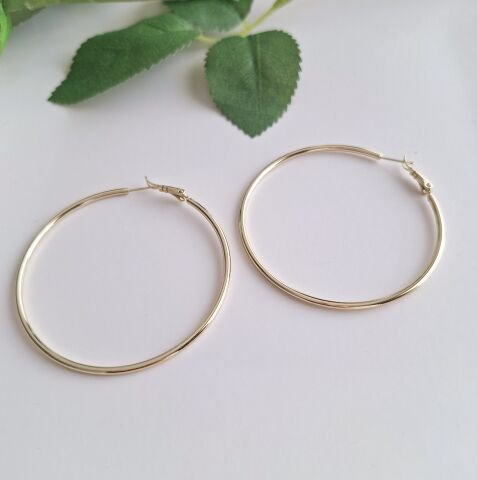 XUPİNG  BÜYÜK BOY HALKA KÜPE 14 AYAR ALTIN RENGİ