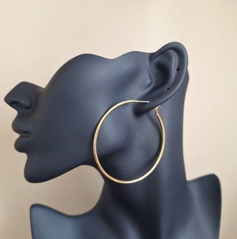 XUPİNG  BÜYÜK BOY HALKA KÜPE 14 AYAR ALTIN RENGİ