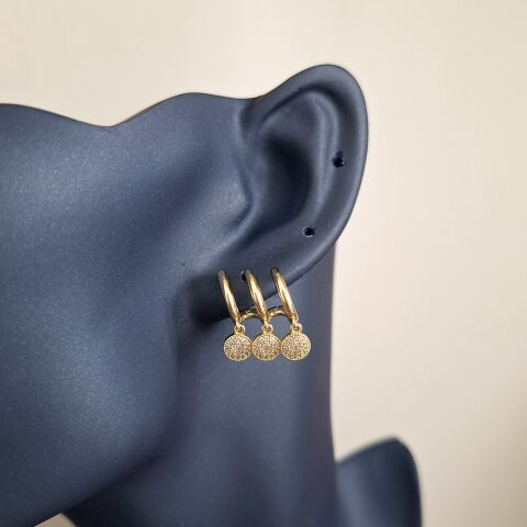 3'lü Görünümlü Xuping Küpe 14 Ayar Altın Rengi