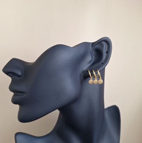 3'lü Görünümlü Xuping Küpe 14 Ayar Altın Rengi