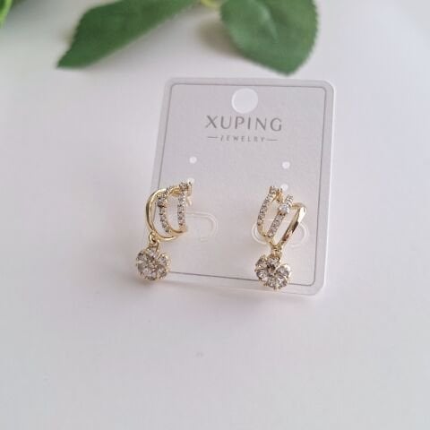 3'lü Görünümlü Xuping Küpe 14 Ayar Altın Rengi