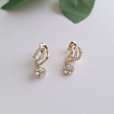 3'lü Görünümlü Xuping Küpe 14 Ayar Altın Rengi