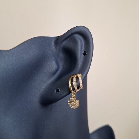 3'lü Görünümlü Xuping Küpe 14 Ayar Altın Rengi