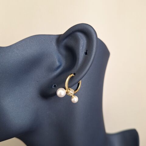 İNCİ DETAYLI XUPİNG KÜPE 14 AYAR ALTIN RENGİ