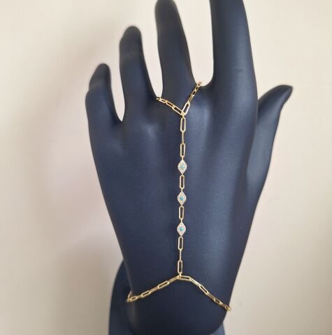 GOLD RENK ŞAHMERAN MAVİ TAŞLI