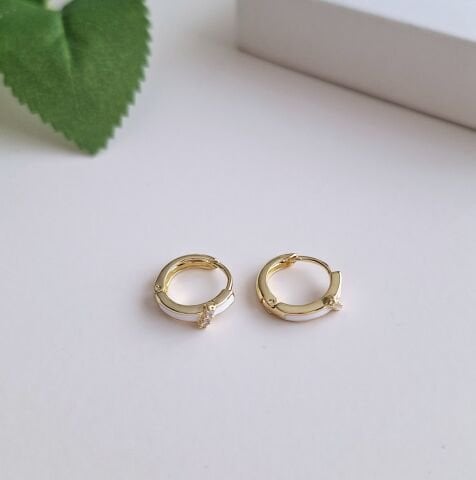 SEDEF GÖRÜNÜMLÜ XUPİNG HALKA KÜPE 14 AYAR ALTIN RENGİ