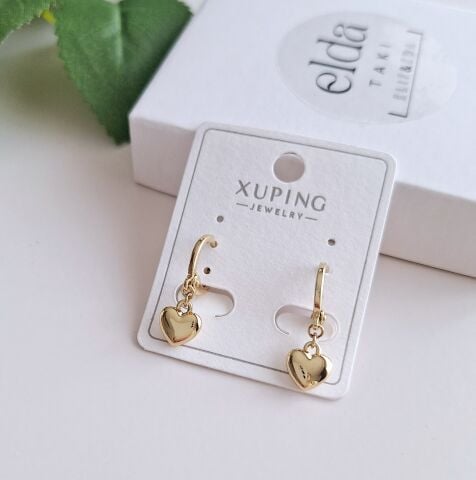 14 K ALTIN RENGİ XUPİNG KALPLİ KÜPE