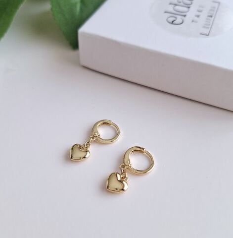 14 K ALTIN RENGİ XUPİNG KALPLİ KÜPE