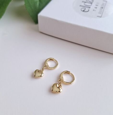 14 K ALTIN RENGİ XUPİNG KALPLİ KÜPE