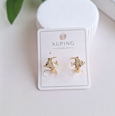 BALIK FİGÜRLÜ XUPİNG KÜPE 14 AYAR ALTIN RENGİ
