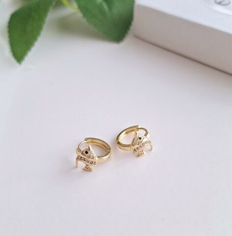 BALIK FİGÜRLÜ XUPİNG KÜPE 14 AYAR ALTIN RENGİ