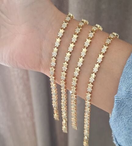 YILDIZ MODEL XUPİNG BİLEKLİK 14 AYAR ALTIN RENGİ