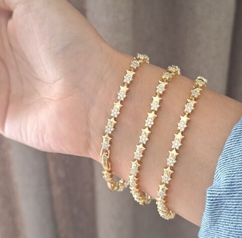 YILDIZ MODEL XUPİNG BİLEKLİK 14 AYAR ALTIN RENGİ