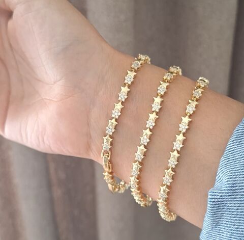 YILDIZ MODEL XUPİNG BİLEKLİK 14 AYAR ALTIN RENGİ