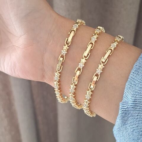 YILDIZ MODEL XUPİNG BİLEKLİK 14 AYAR ALTIN RENGİ