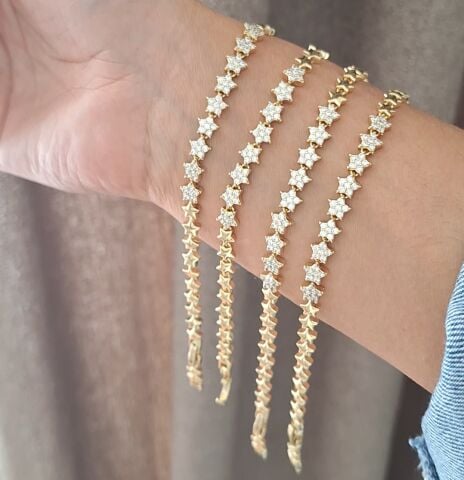 YILDIZ MODEL XUPİNG BİLEKLİK 14 AYAR ALTIN RENGİ