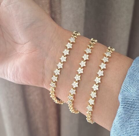 YILDIZ MODEL XUPİNG BİLEKLİK 14 AYAR ALTIN RENGİ