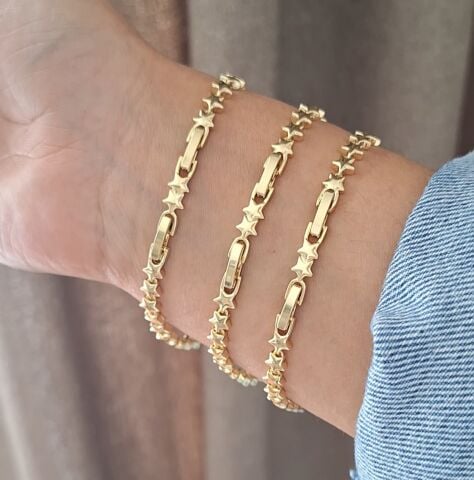 YILDIZ MODEL XUPİNG BİLEKLİK 14 AYAR ALTIN RENGİ