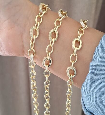 ZİNCİR MODEL XUPİNG BİLEKLİK 14 AYAR ALTIN RENGİ