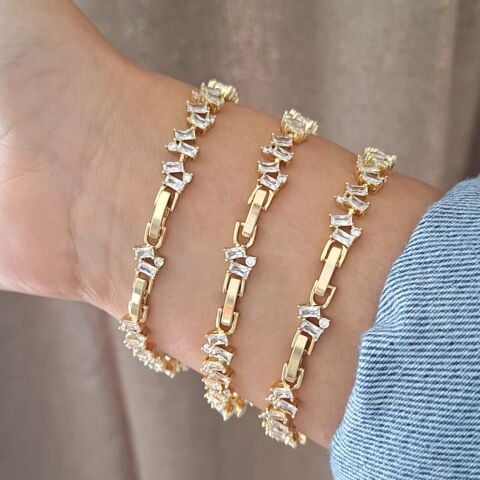 TAŞLI XUPİNG BİLEKLİK 14 AYAR ALTIN RENGİ