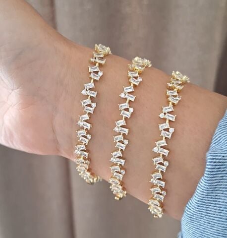 TAŞLI XUPİNG BİLEKLİK 14 AYAR ALTIN RENGİ