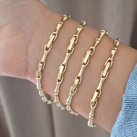 14 K ALTIN RENGİ TAŞLI XUPİNG BİLEKLİK