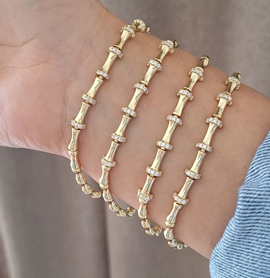 14 K ALTIN RENGİ TAŞLI XUPİNG BİLEKLİK