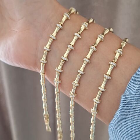 14 K ALTIN RENGİ TAŞLI XUPİNG BİLEKLİK